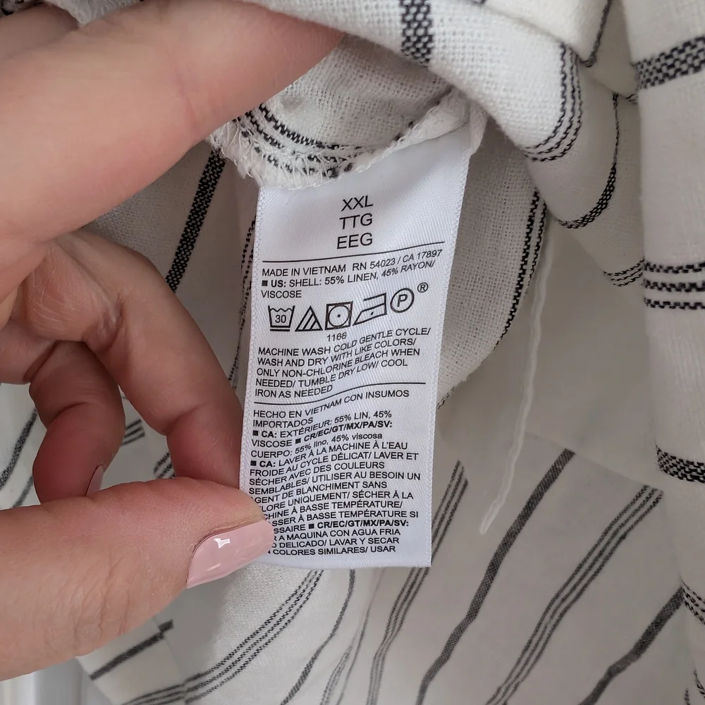 NWT Old Navy Women's Linen Blend Cream and Black Striped Mini Skirt XXL